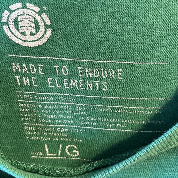Element Skateboarding Vintage Men’s L Green Short Sleeve Cotton T-shirt - Picture 3 of 16